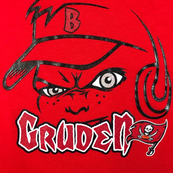 NFL Tampa Bay Buccaneers Boys Vintage 2000s Jon Gruden Football Coach Red Shirt - Picture 2 of 4